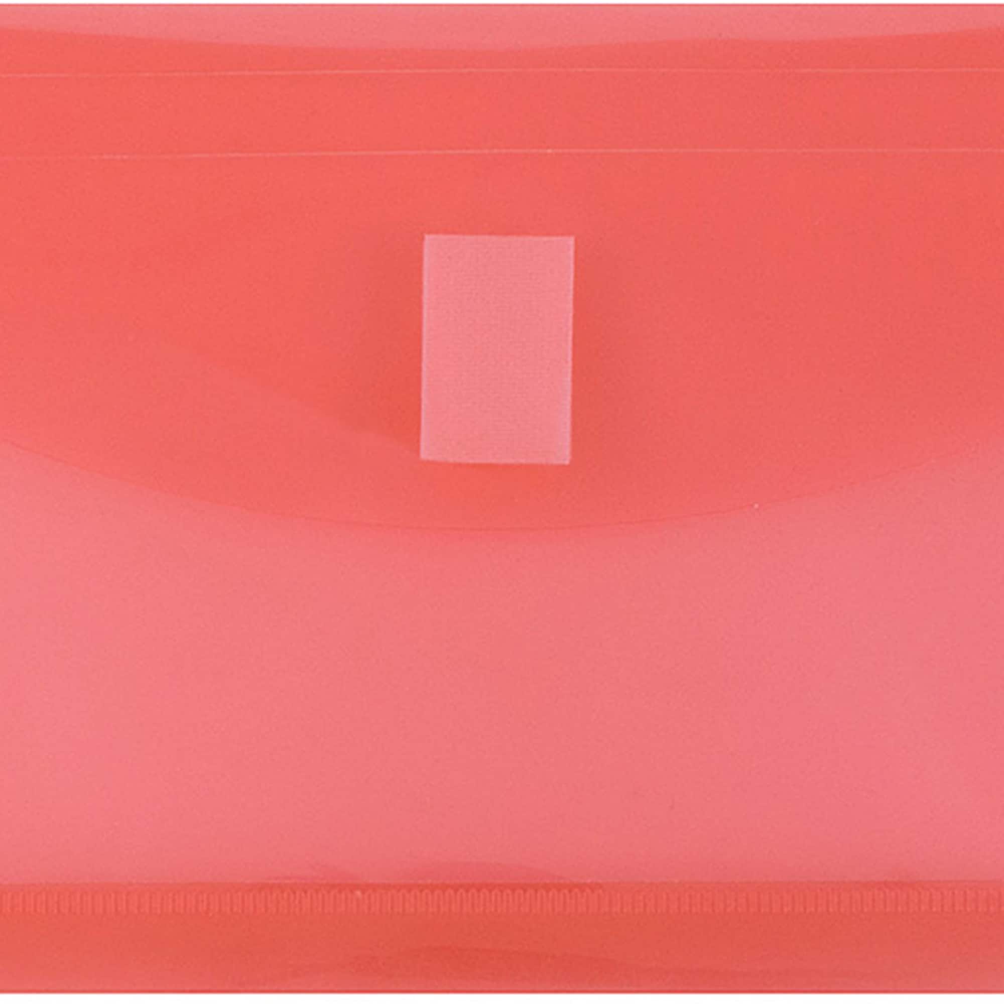 JAM Paper 5.25" x 10" Red PlaHook & Loop Closure Booklet Envelopes with 1.25" Expansion, 108ct.